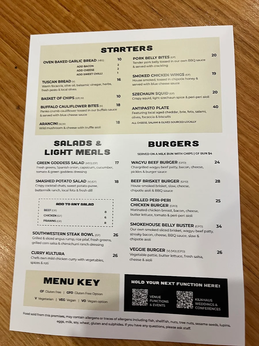 Menu, The Valley Brewhouse