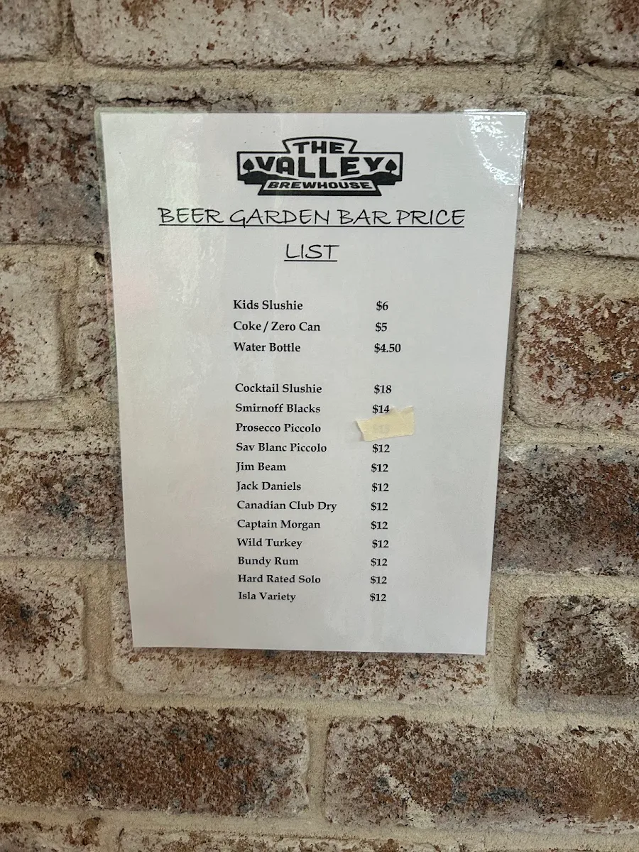 Menu, The Valley Brewhouse