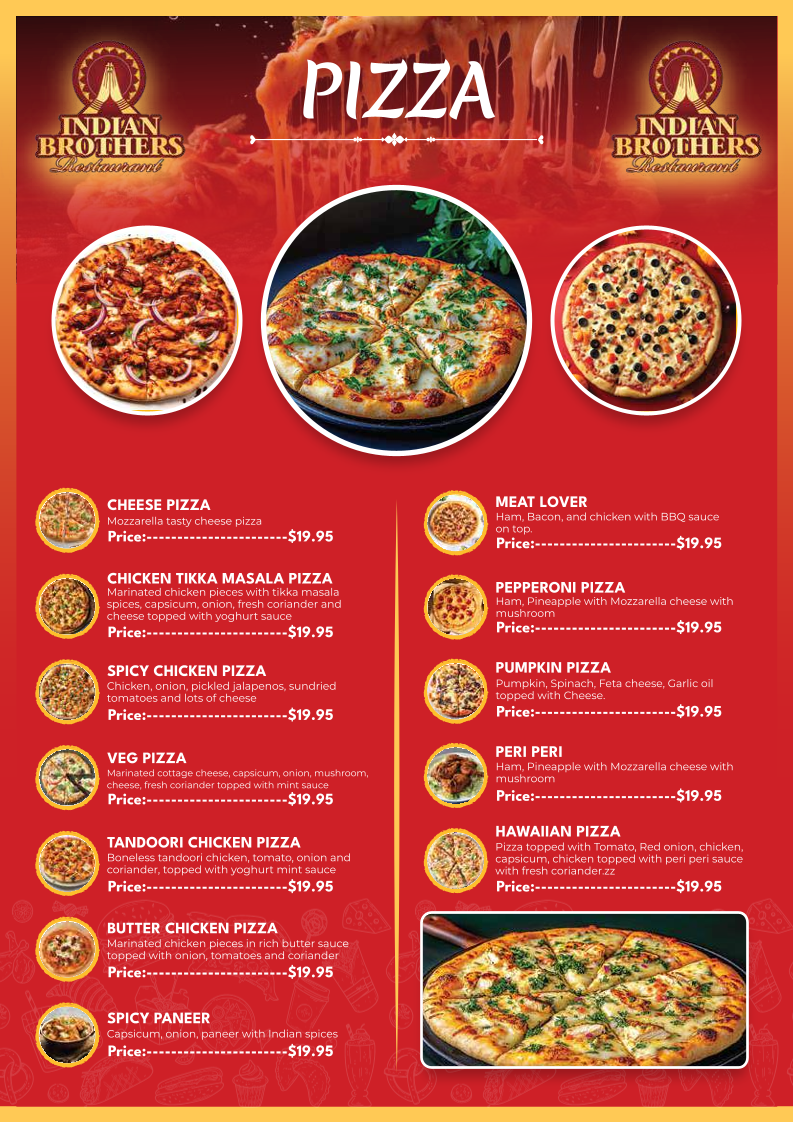 Menu, Indian Brothers Restaurant - Annerley, Brisbane