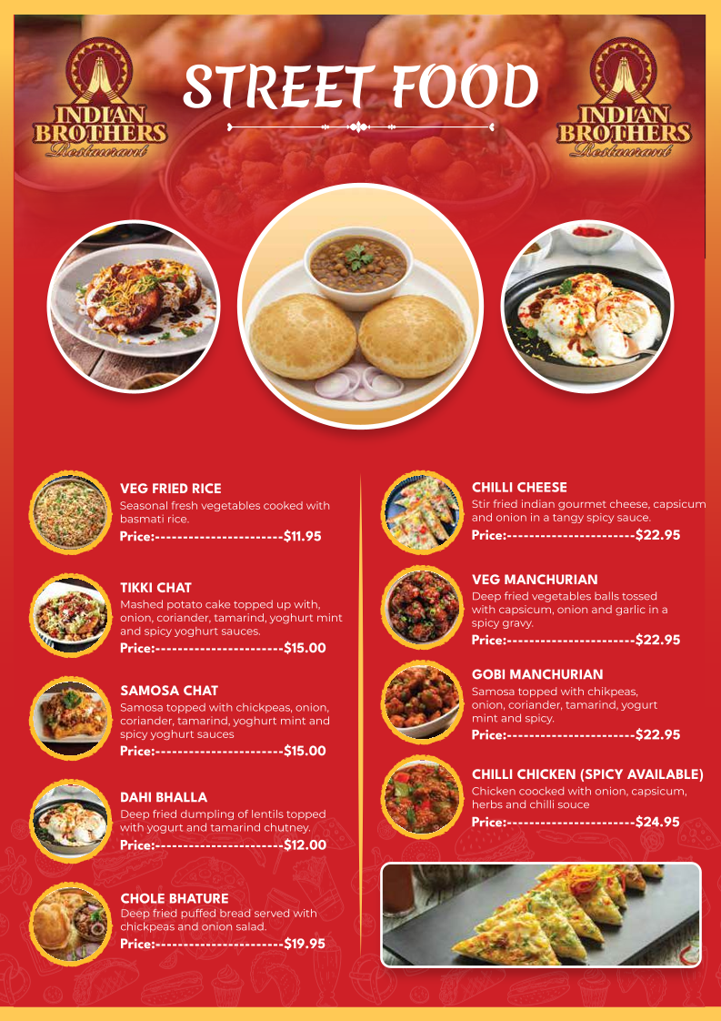 Menu, Indian Brothers Restaurant - Annerley, Brisbane