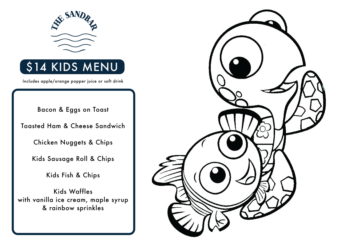 Menu, The Sandbar
