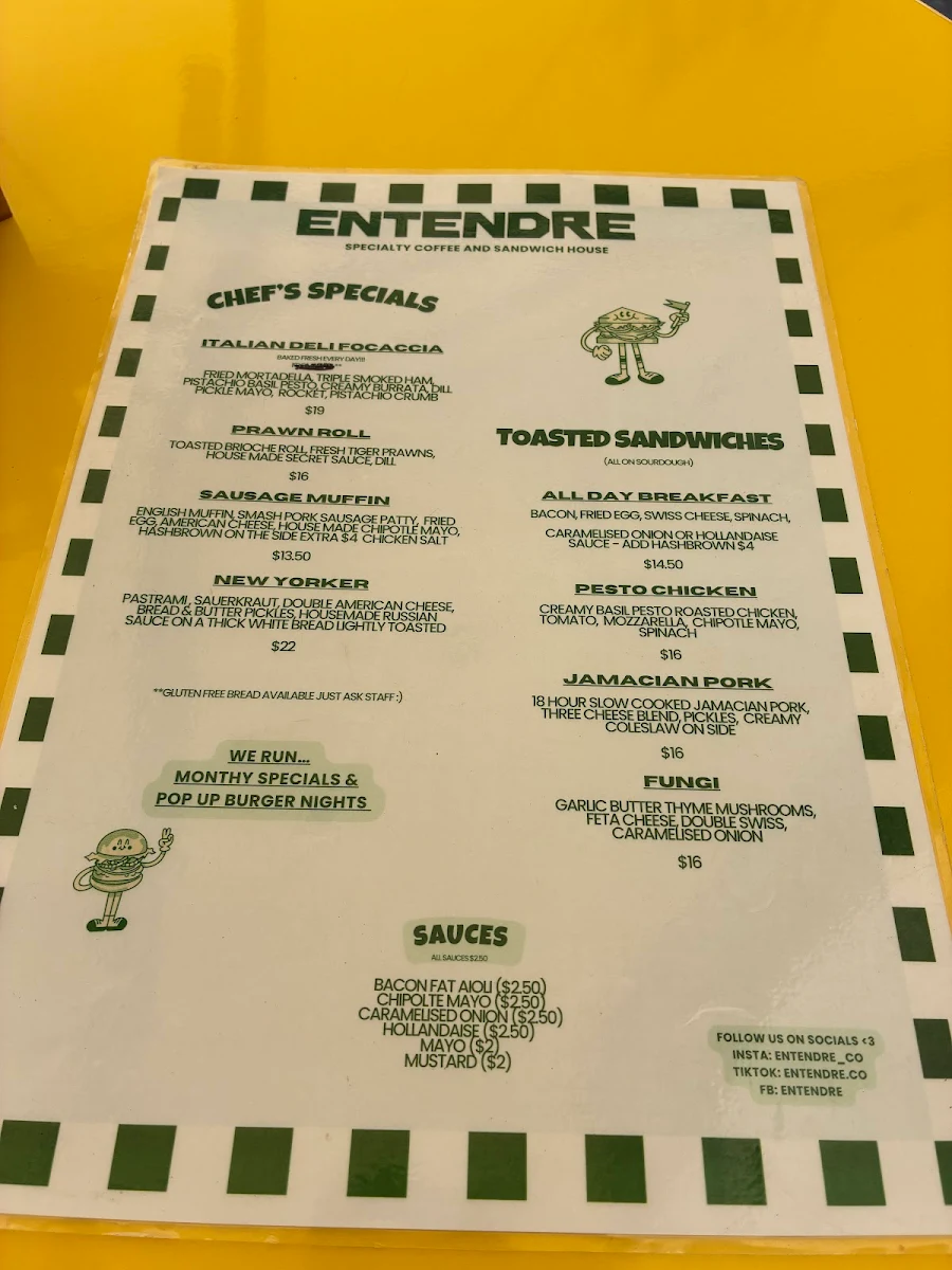 Menu, Entendre