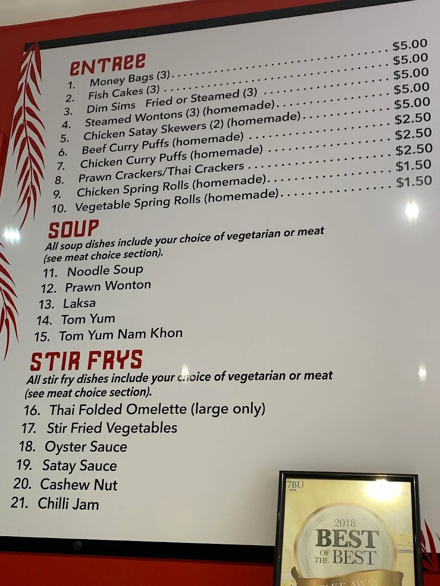 Menu, Thai Dang Derm