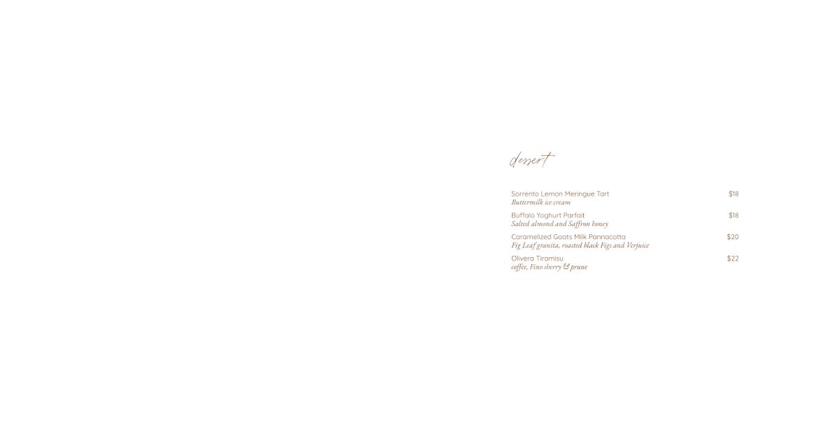 Menu, Olivera