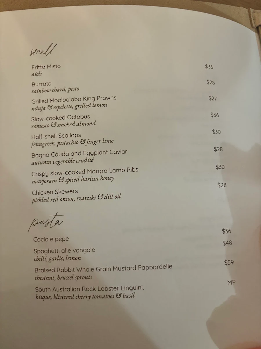 Menu, Olivera