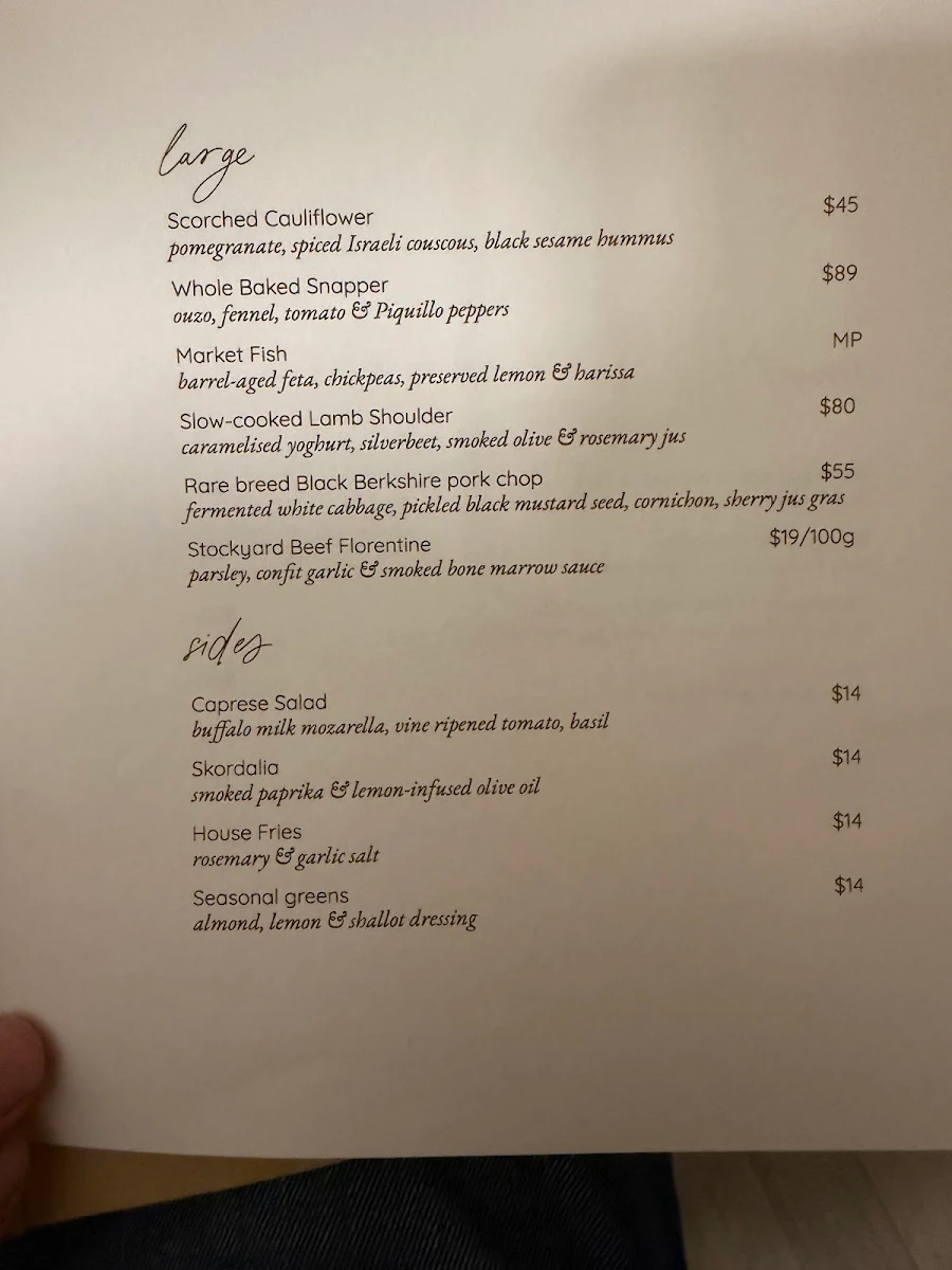Menu, Olivera
