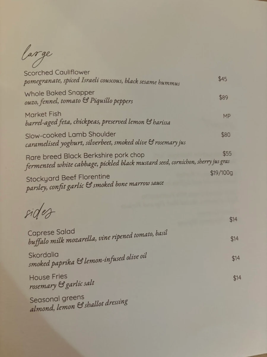 Menu, Olivera