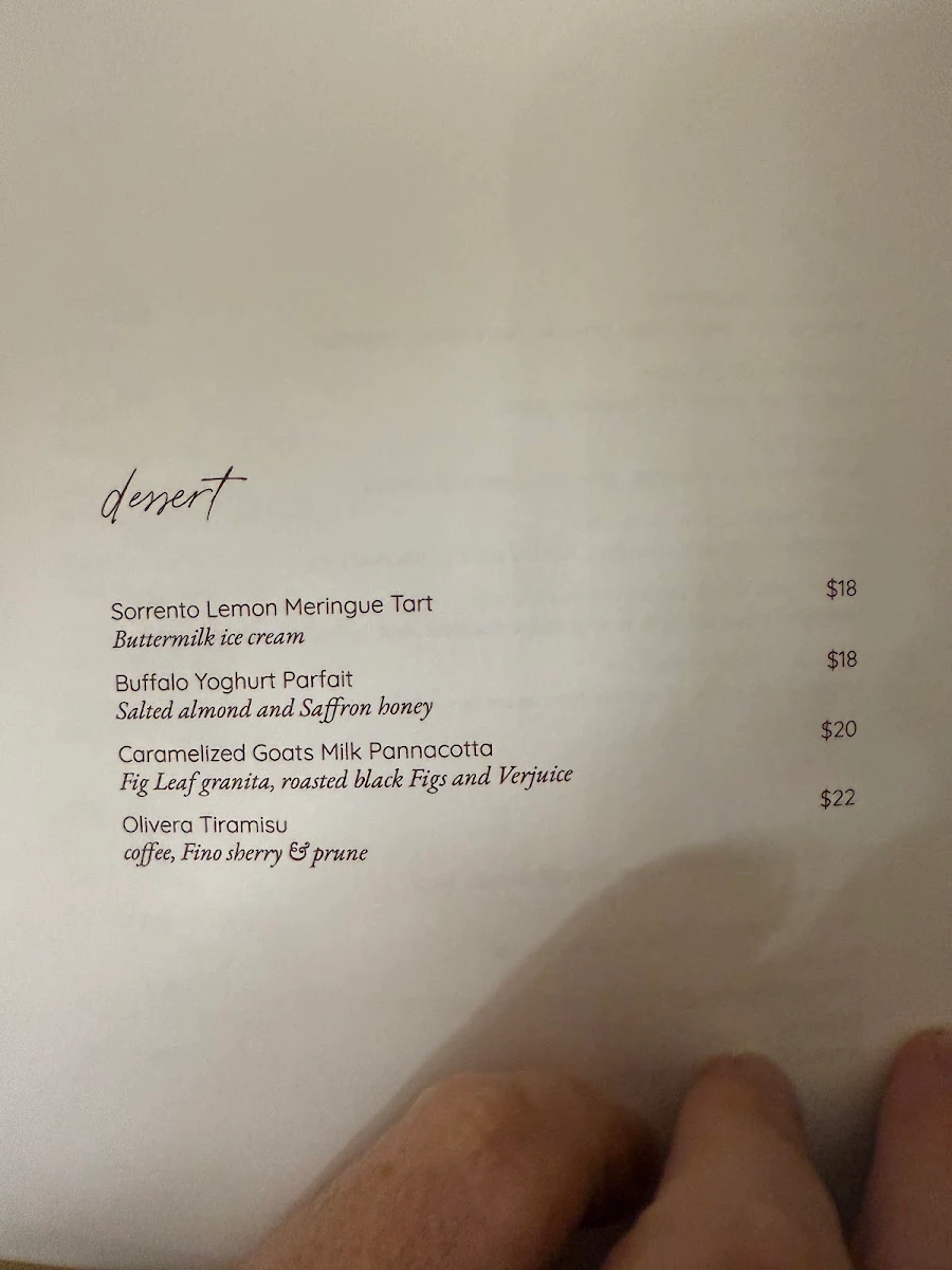 Menu, Olivera