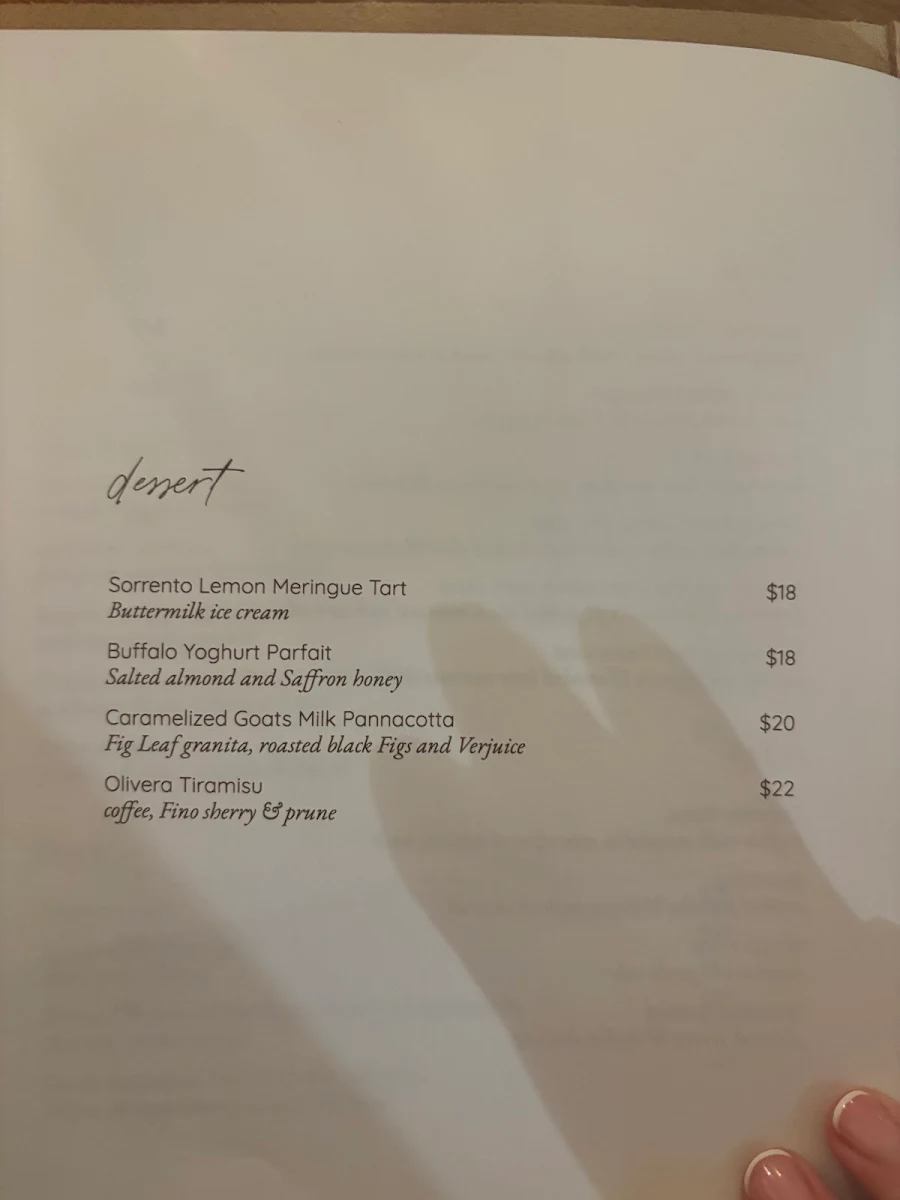 Menu, Olivera