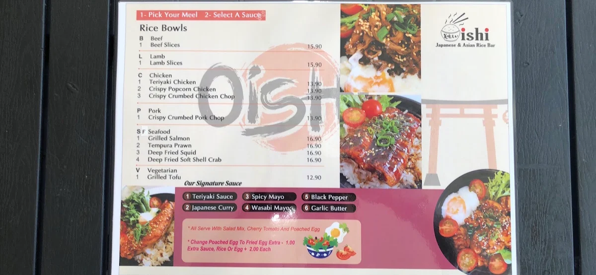 Menu, Oishi Japanese & Asian Rice Bar(Pakenham)