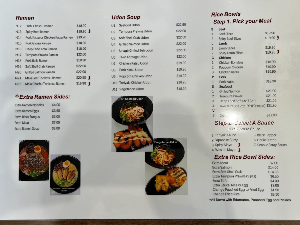 Menu, Oishi Japanese & Asian Rice Bar(Pakenham)