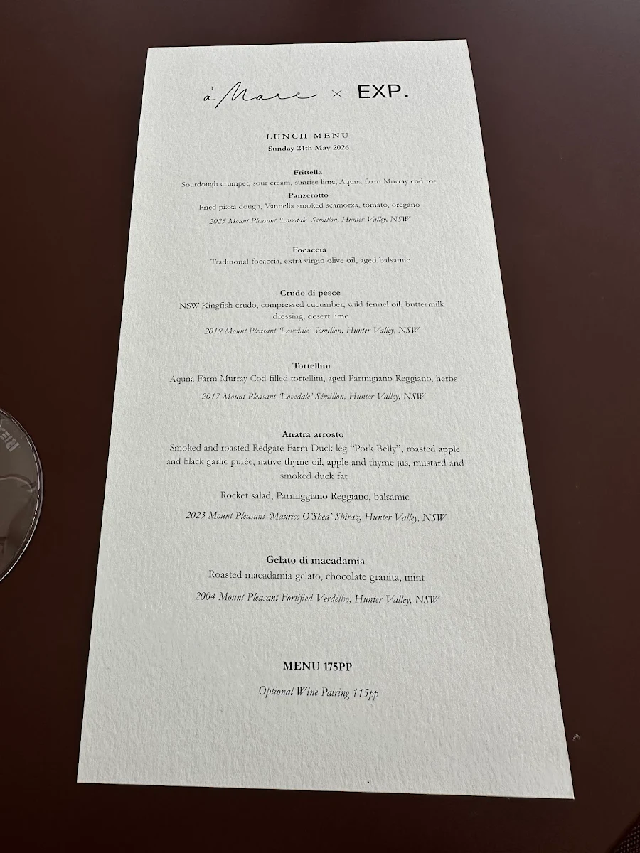 Menu, a’Mare