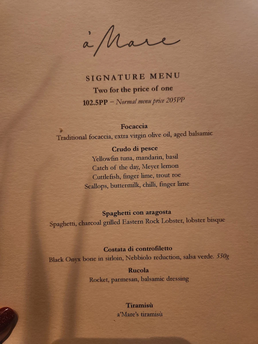 Menu, a’Mare