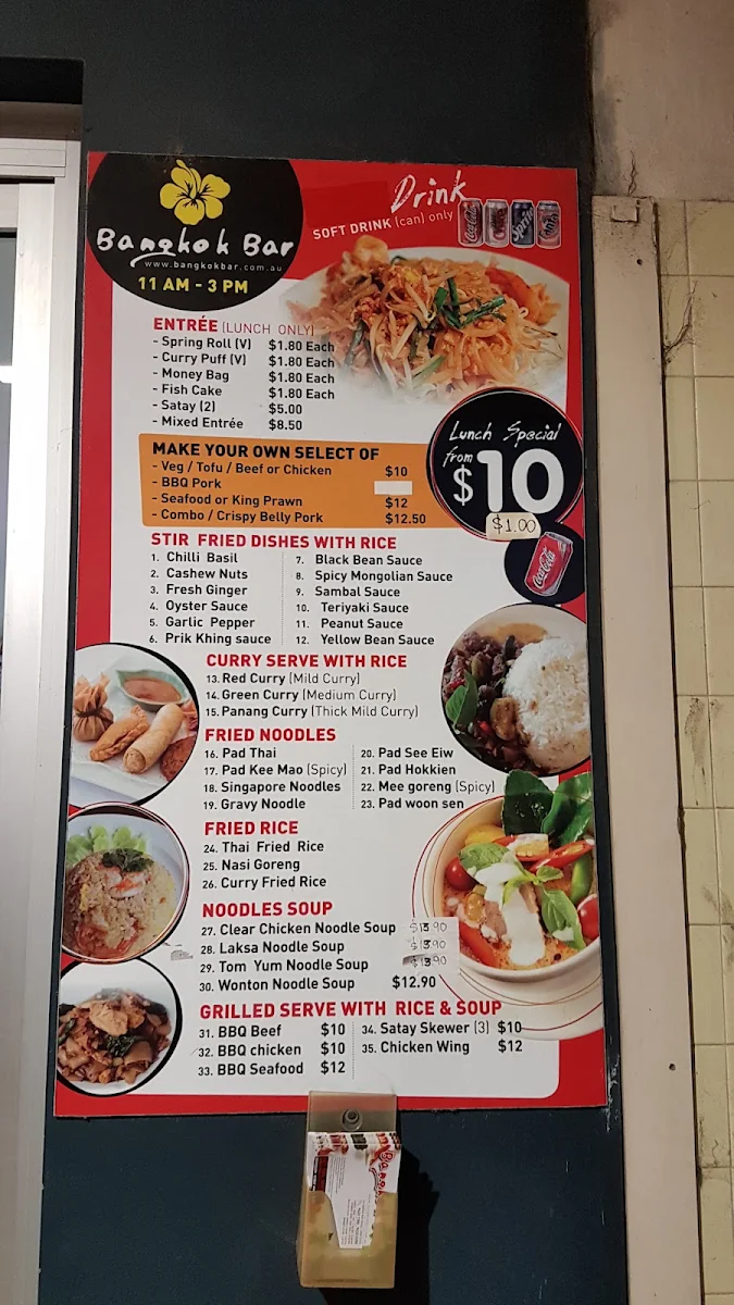 Menu, Bangkok Bar