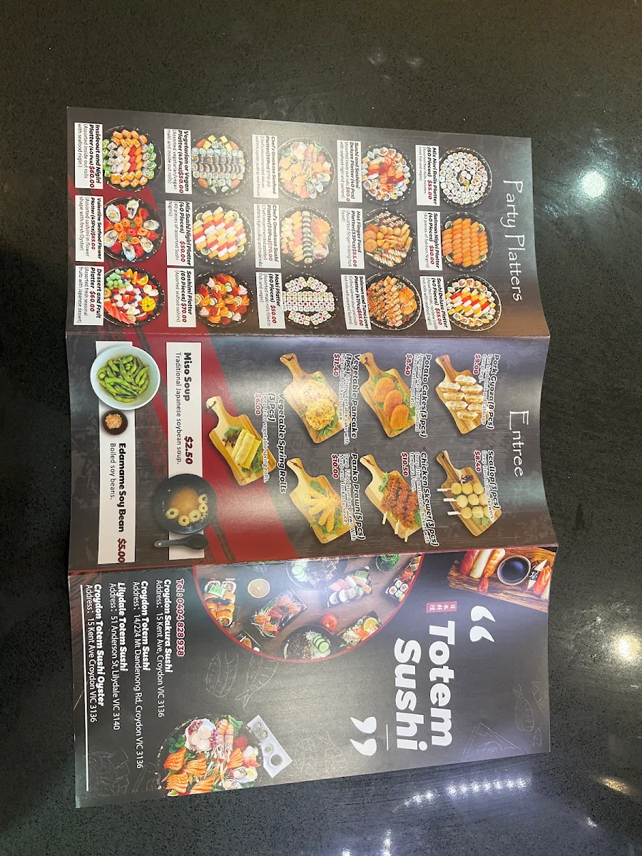Menu, Totem Sushi