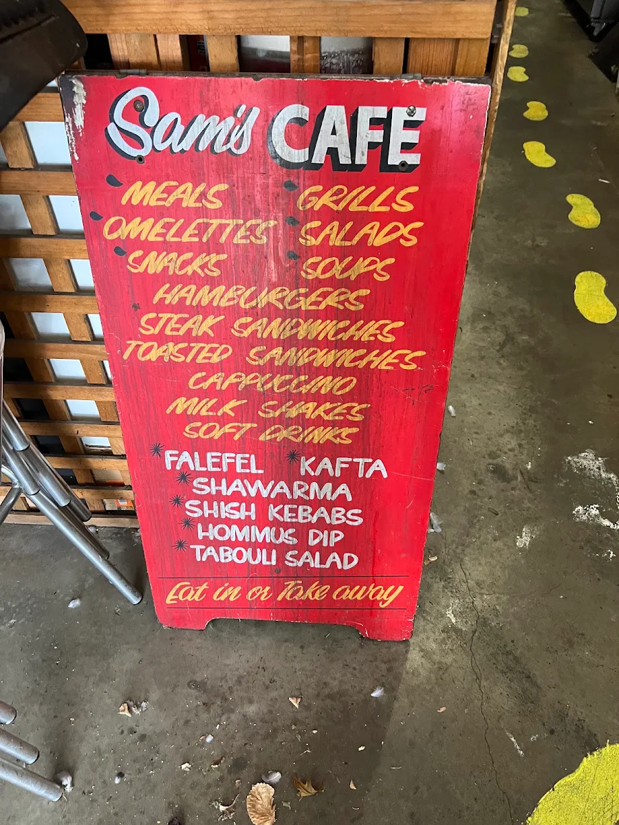 Menu, Sam's Cafe Geelong