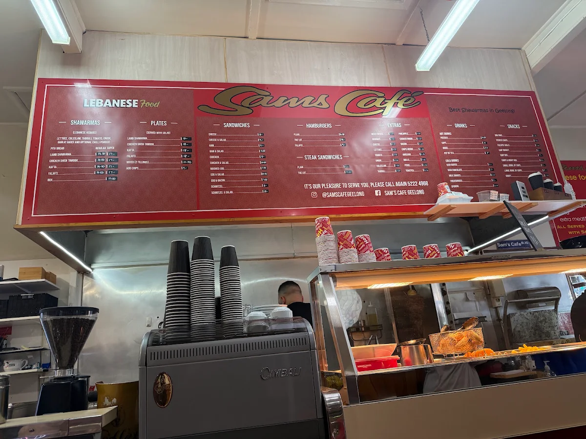Menu, Sam's Cafe Geelong