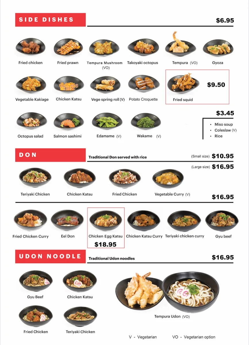 Menu, Bento Shoreline