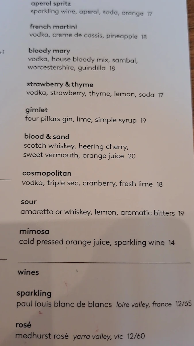 Menu, Top Paddock Cafe