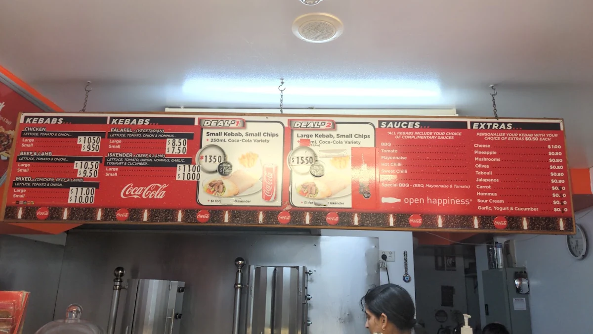 Menu, Ben's Kebabs