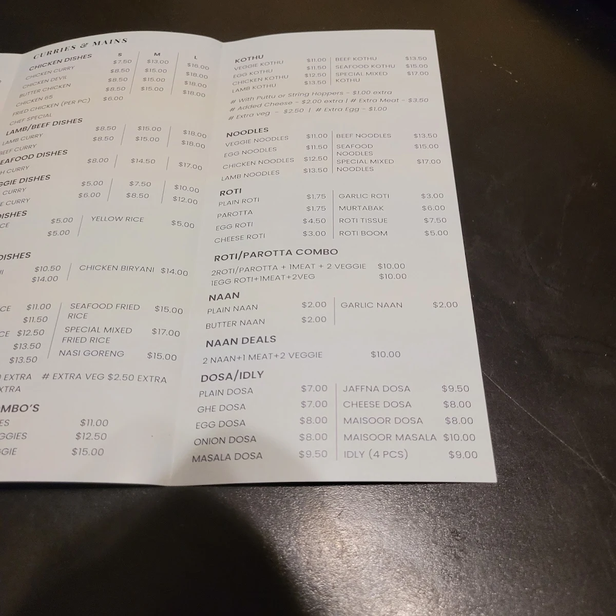 Menu, Ausspice Restaurant & Caters