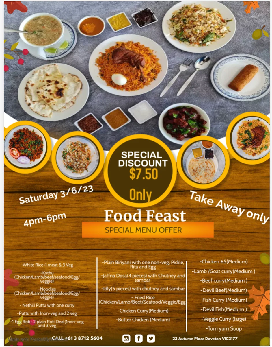 Menu, Ausspice Restaurant & Caters