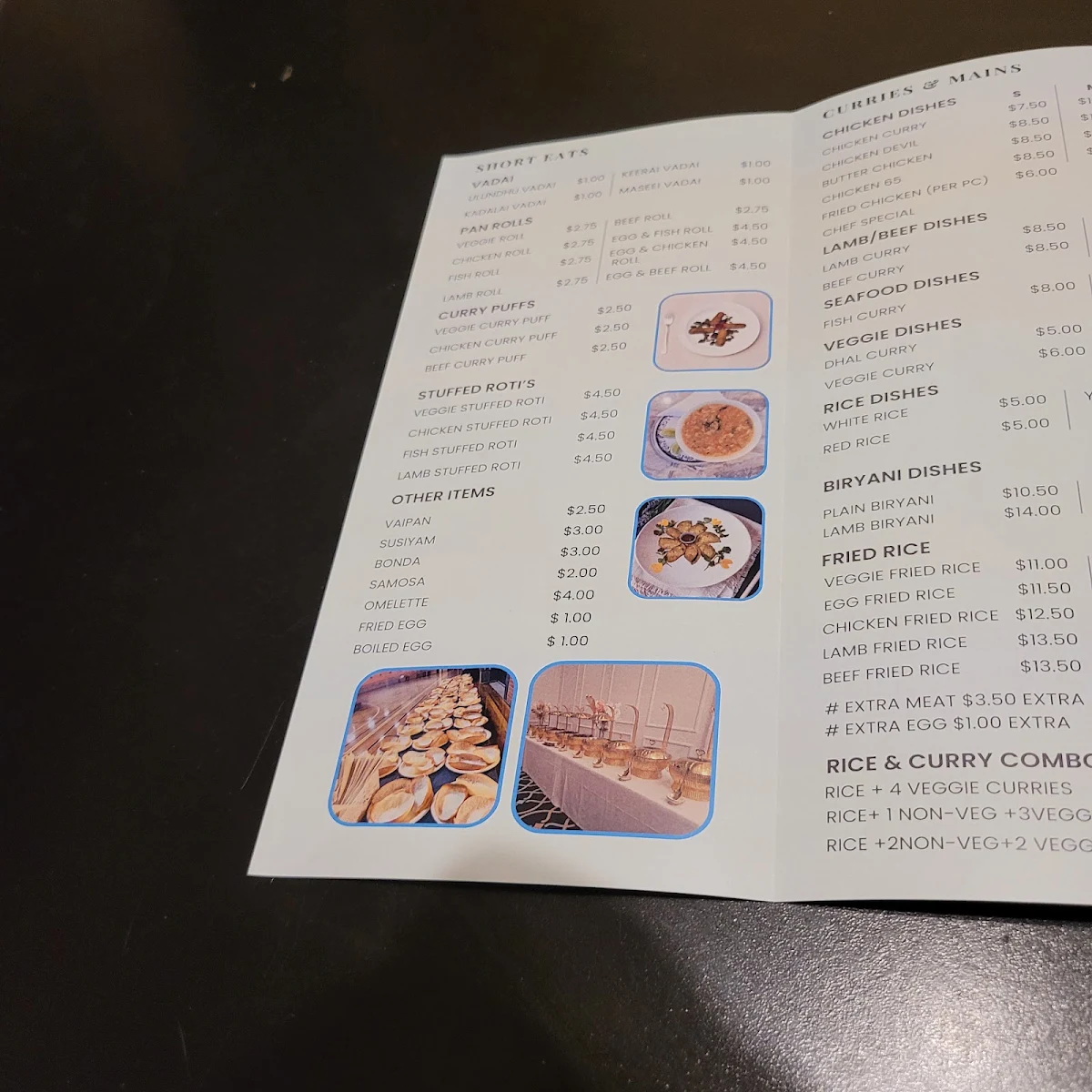 Menu, Ausspice Restaurant & Caters