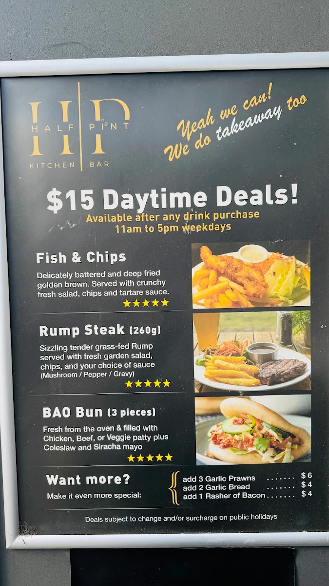 Menu, Half Pint Kitchen + Bar