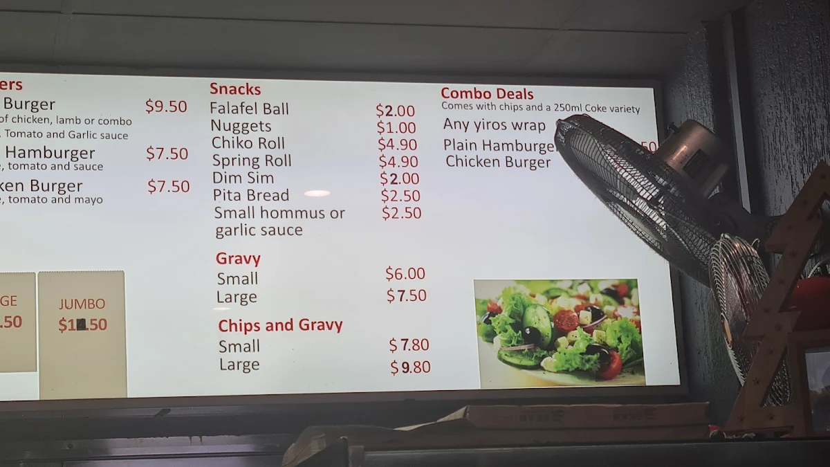 Menu, The Yiros King