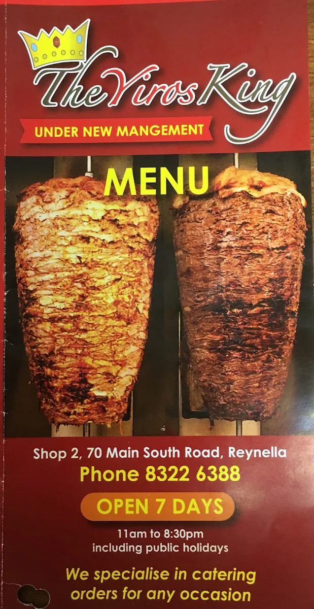 Menu, The Yiros King