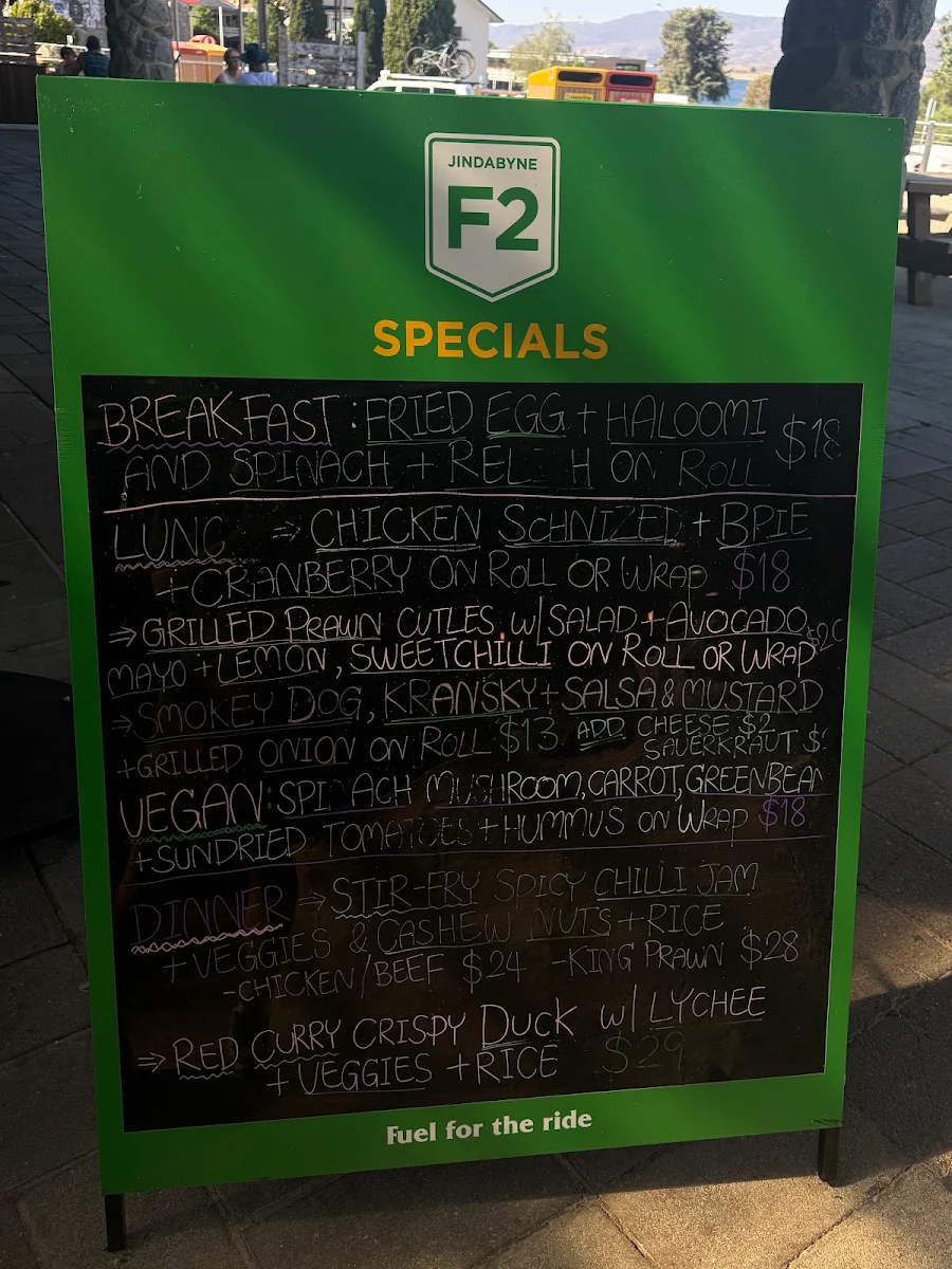 Menu, Jindabyne F2