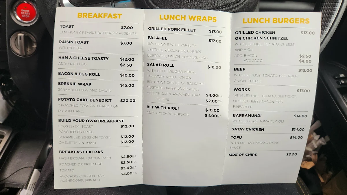Menu, Jindabyne F2
