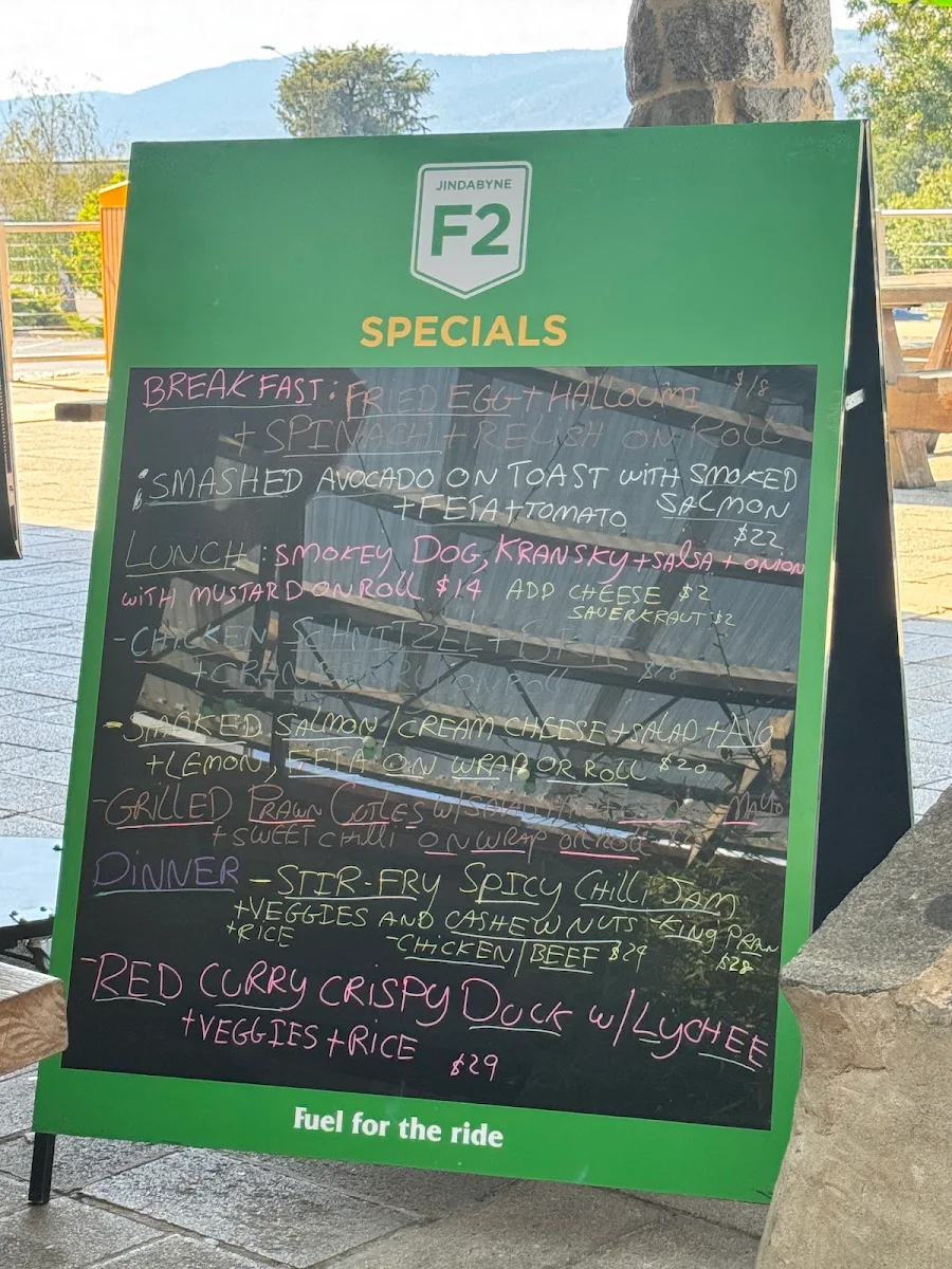 Menu, Jindabyne F2