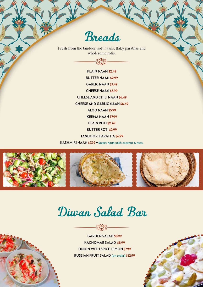 Menu, Diwan E Khas