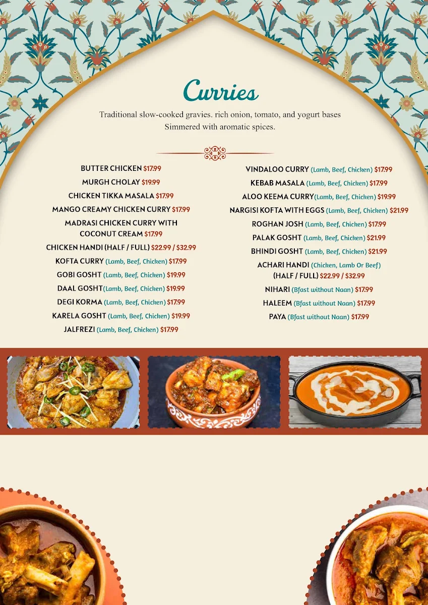 Menu, Diwan E Khas