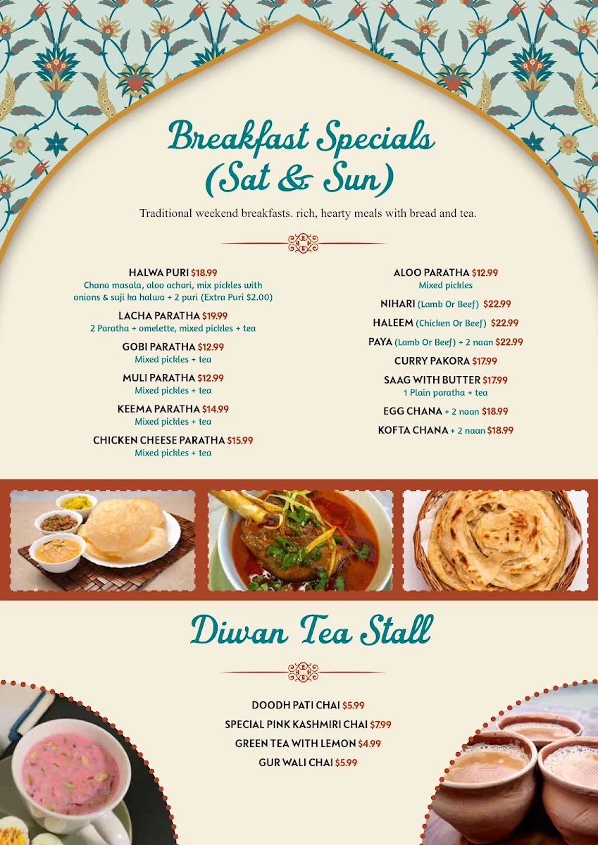 Menu, Diwan E Khas