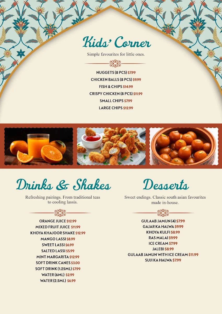 Menu, Diwan E Khas
