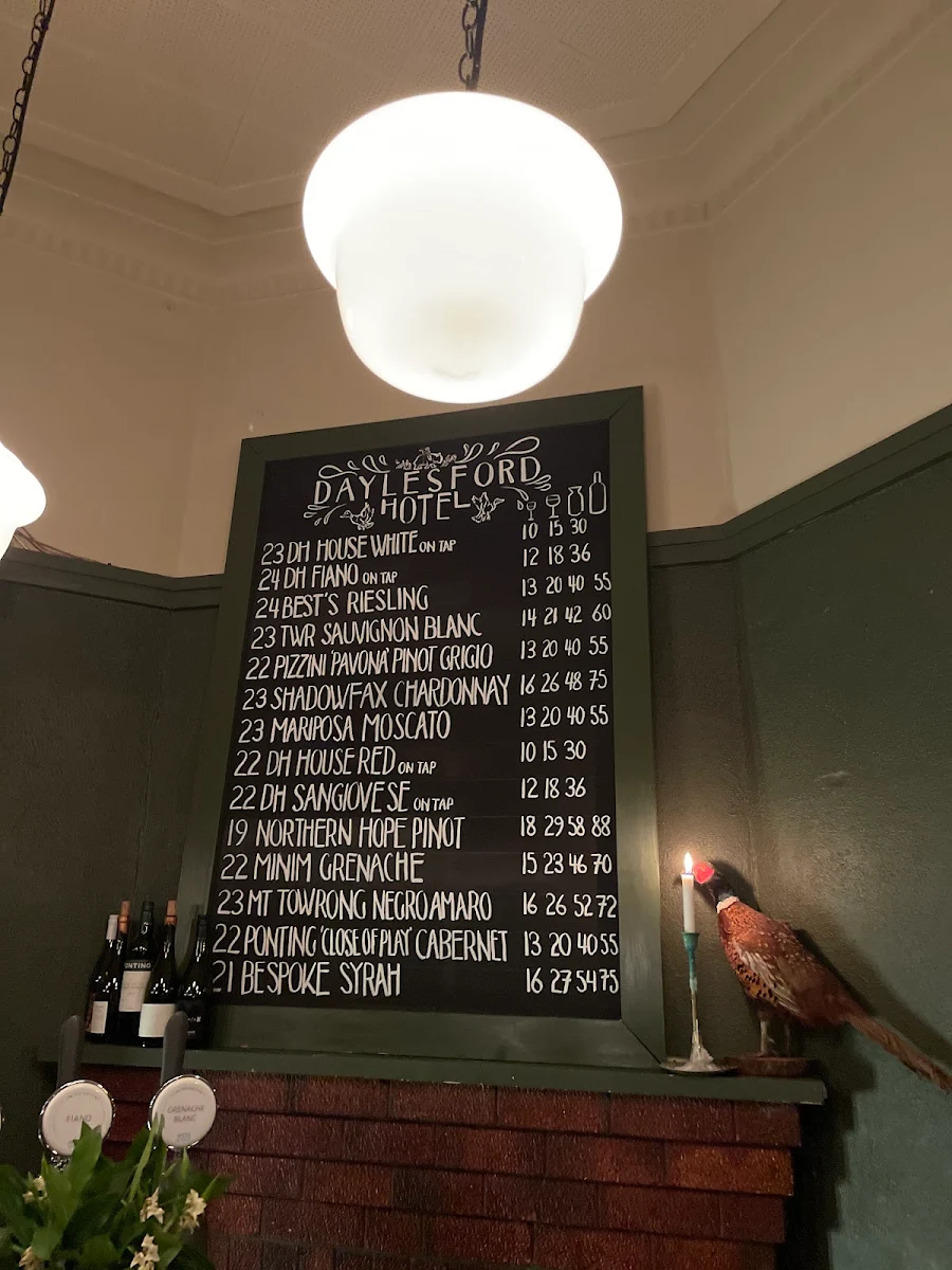 Menu, Daylesford Hotel