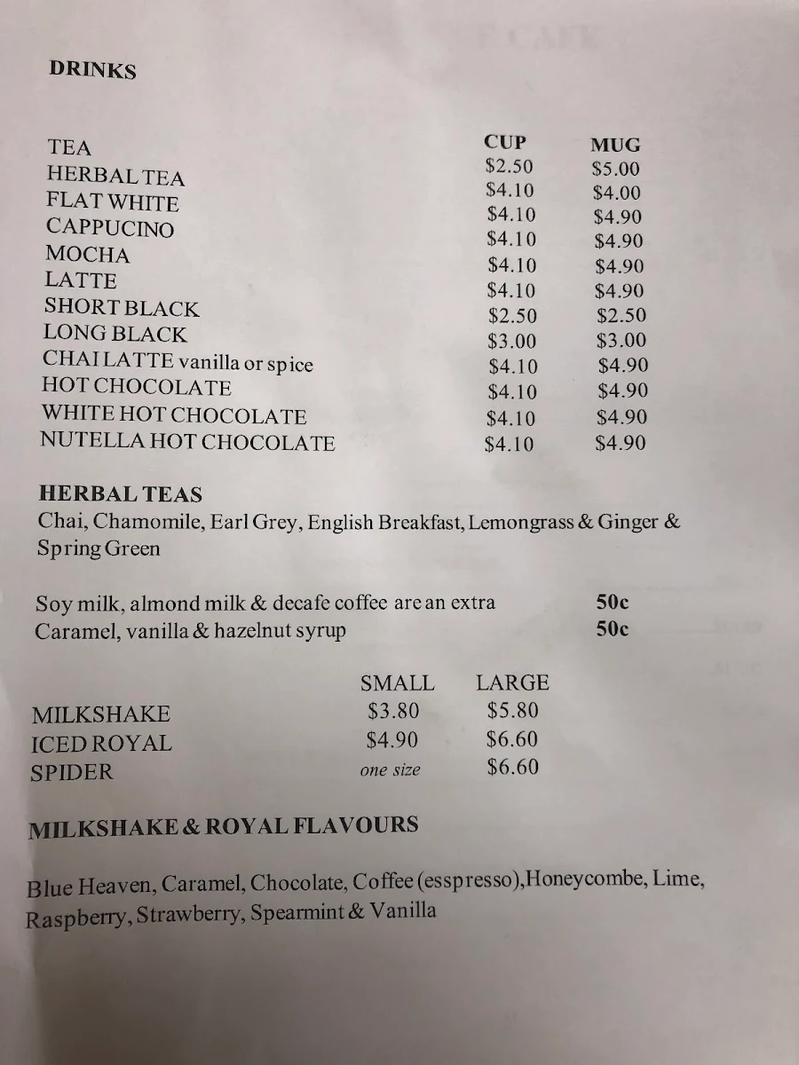Menu, The Signature Cafe