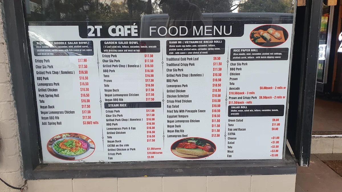 Menu, 2T Cafe