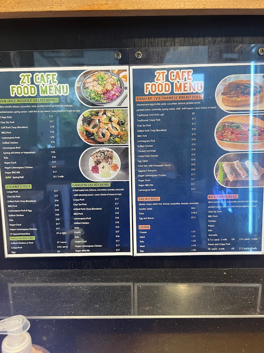Menu, 2T Cafe