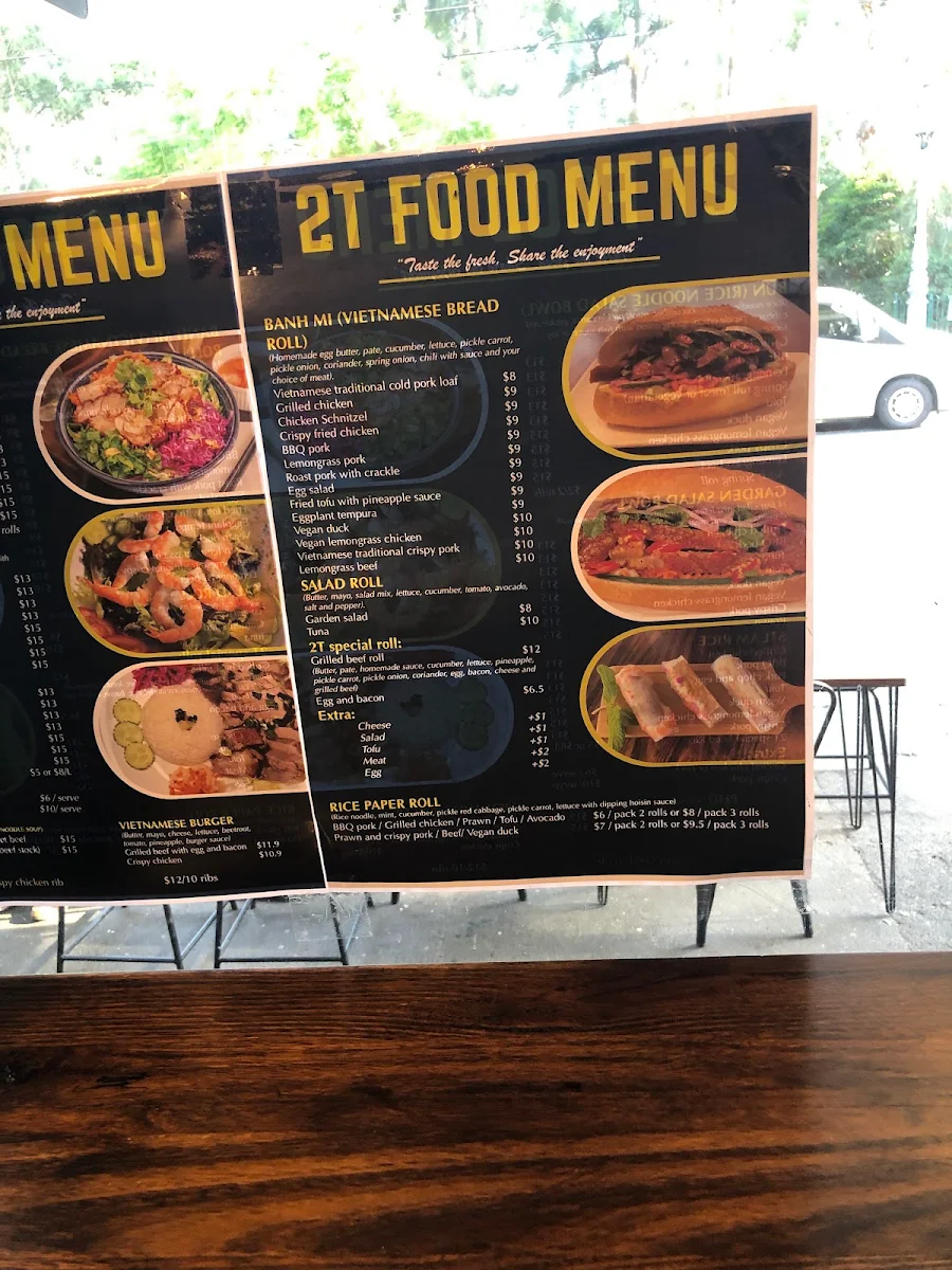 Menu, 2T Cafe