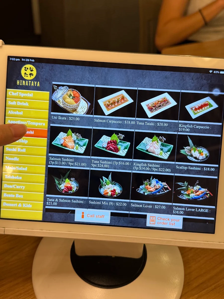 Menu, Hinataya