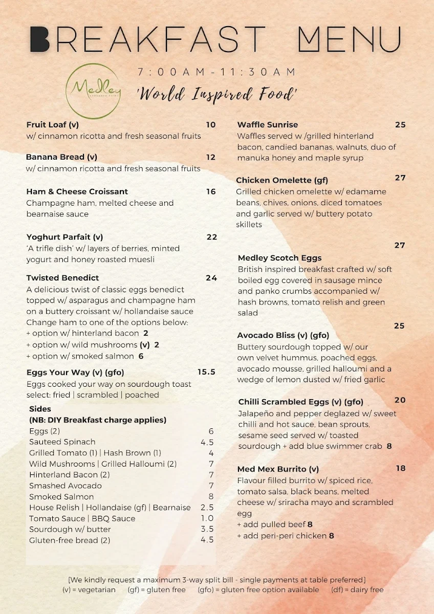 Menu, Medley | Kangaroo Point