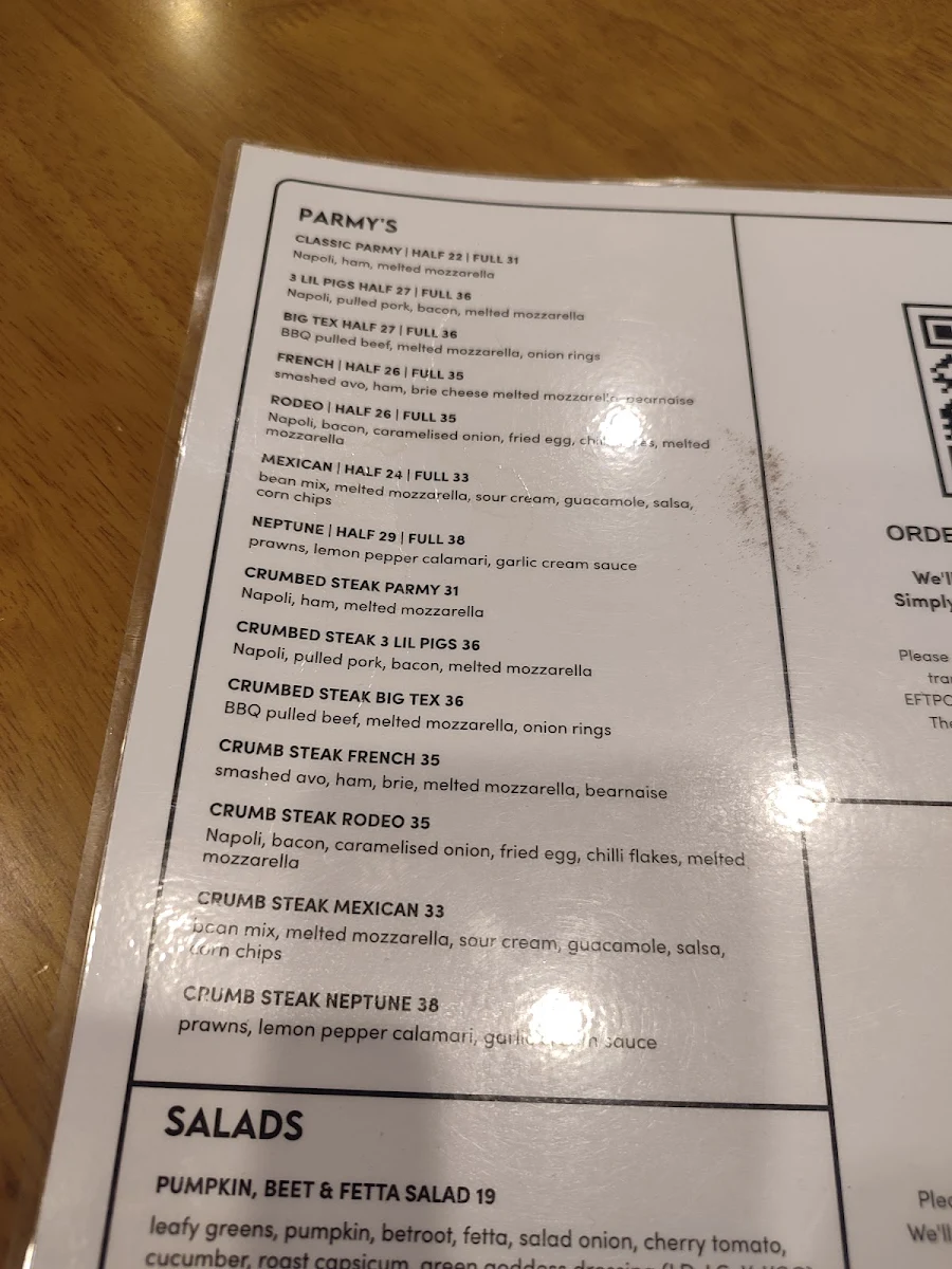 Menu, Commonwealth Hotel