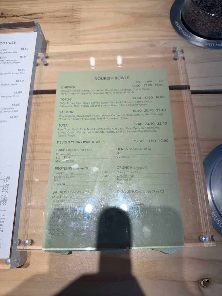Menu, Green Cup South Yarra