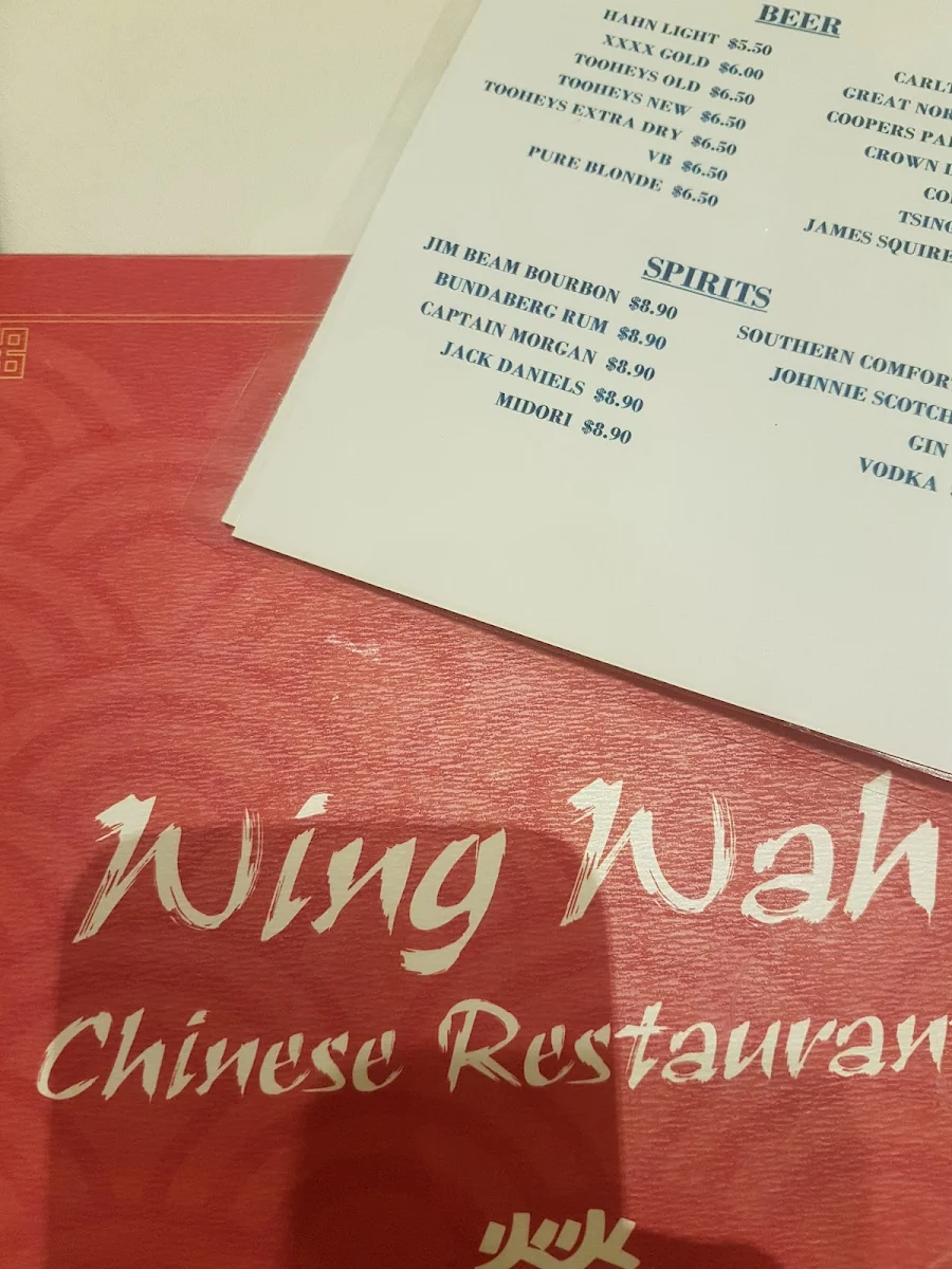 Menu, Wing Wah Restaurant