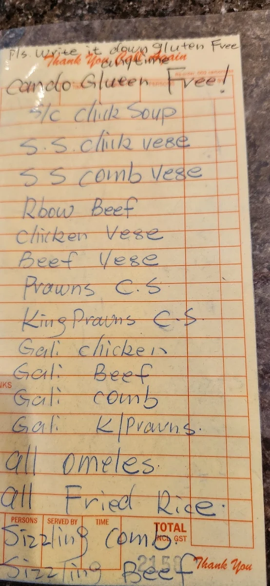 Menu, Wing Wah Restaurant