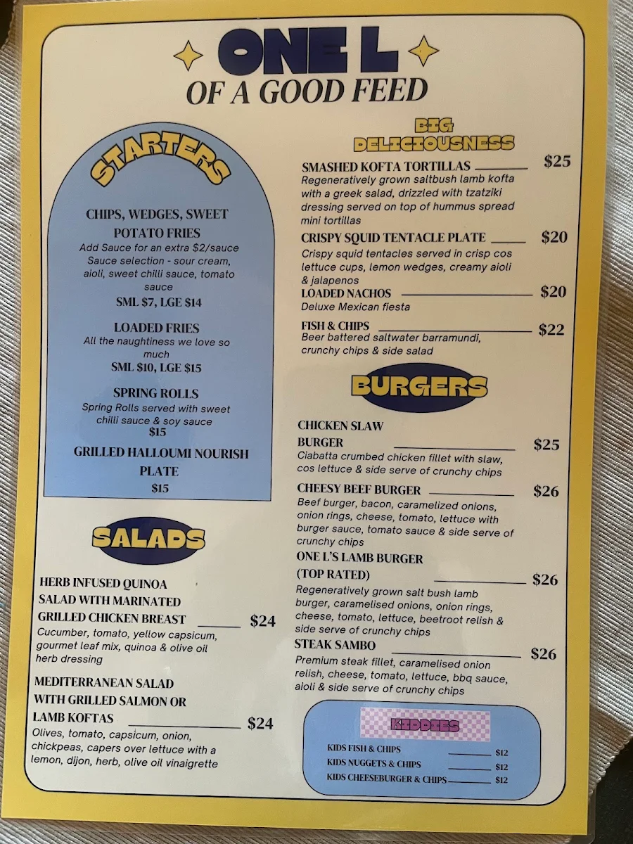 Menu, One L of a Good Feed