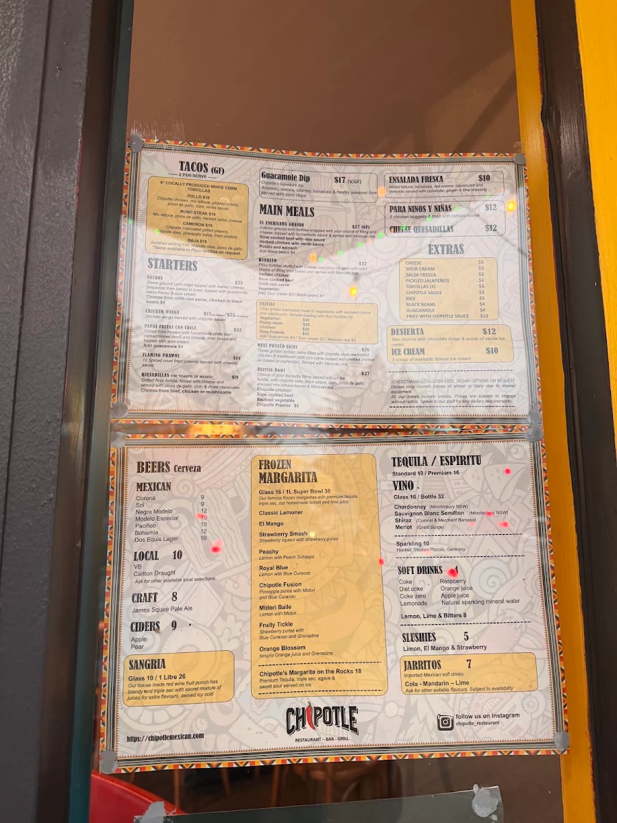 Menu, Chipotle Mexican Restaurant - Rye